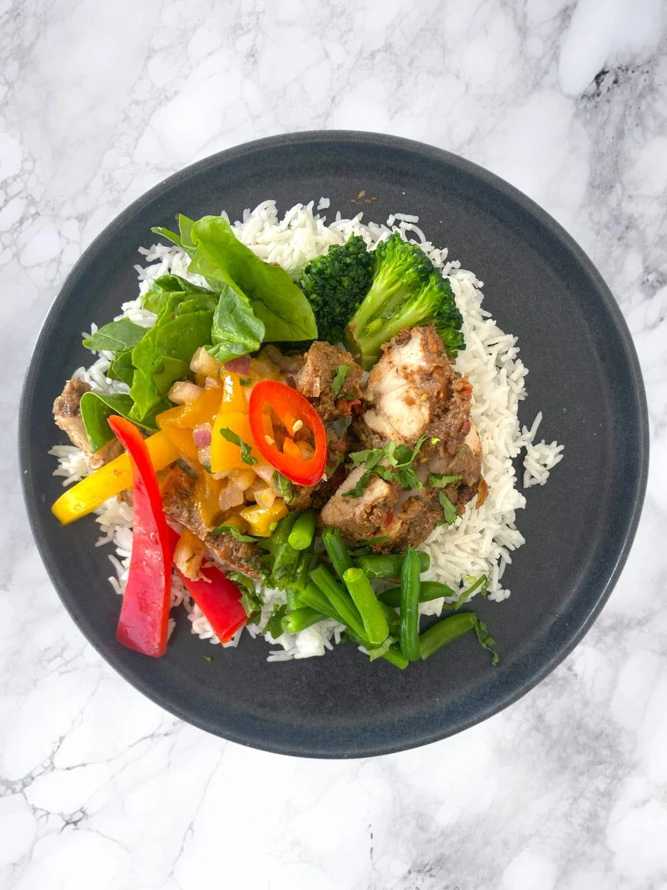 Caribbean Jerk Chicken with Rice and Pineapple Salsa