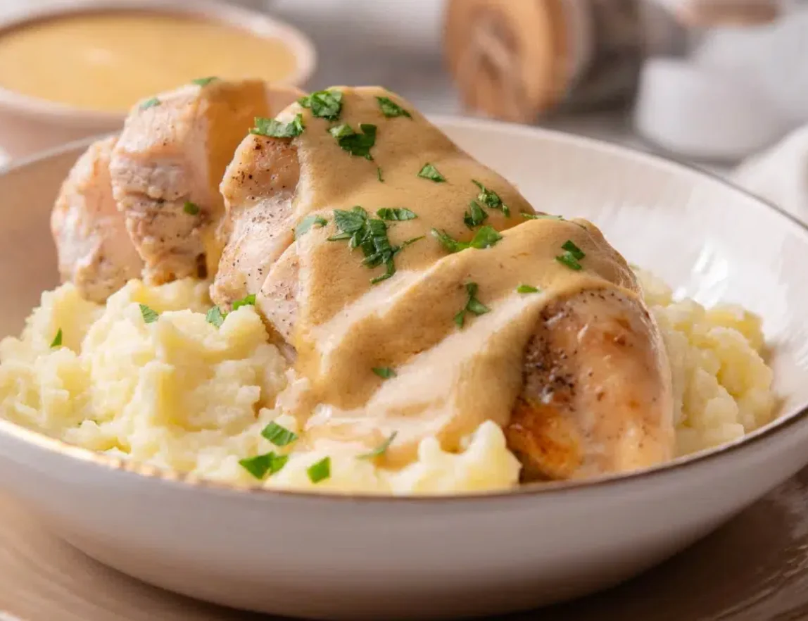Chicken in White Wine Sauce with Mash Potato